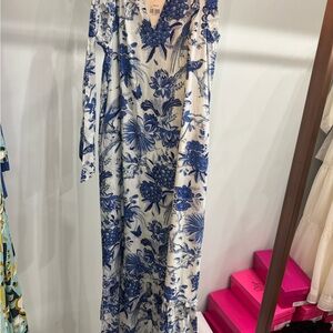 Floral Blue and White Maxi Dress